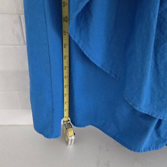 Psophia Cobalt Blue Ruffle Midi Dress Sleeveless Belted Size Small 100% Cotton - Picture 5 of 9